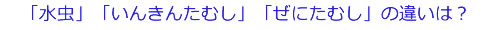 「水虫」「いんきんたむし」「ぜにたむし」の違い